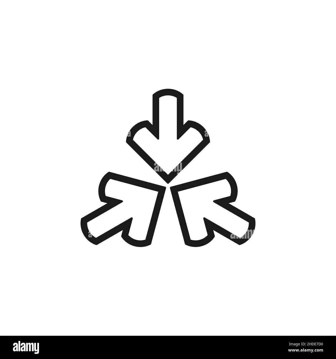 Three line arrows point to the center. Triple Collide Arrows icon