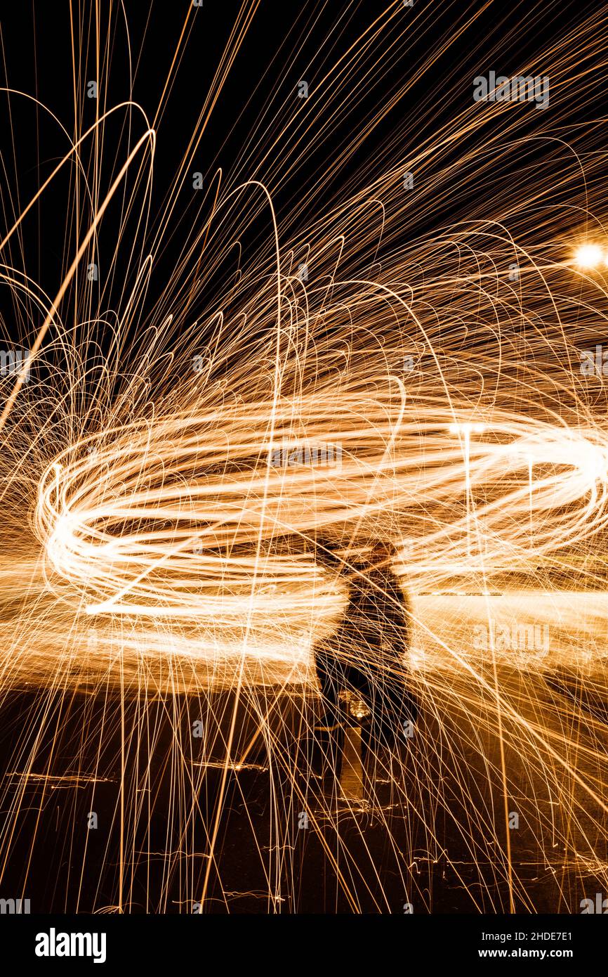 Steel Wool photography using long exposure Stock Photo Alamy