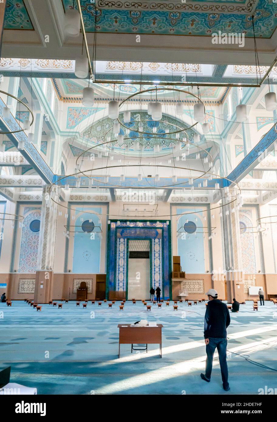 Interior of Nur-Astana Mosque, Nur-Sultan, Kazakhstan, Central Asia Stock Photo