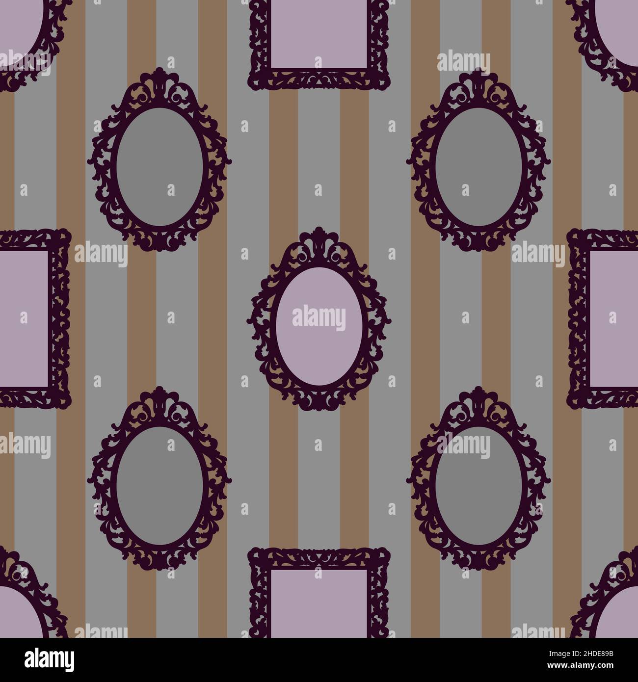 Old Pattern Frame Style A pattern of vintage frames on a striped background for printing and ...
