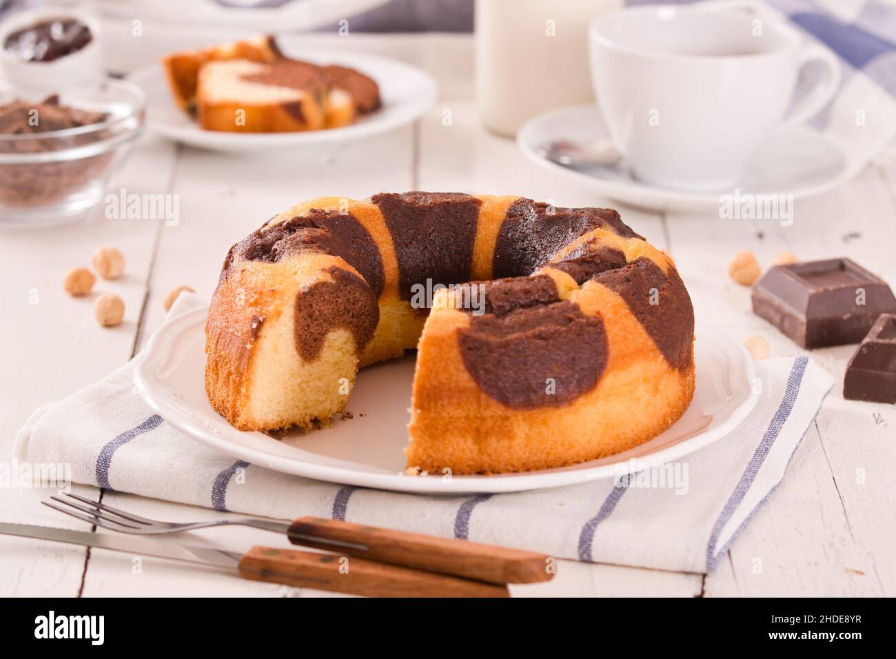Marble ring cake Stock Photo Alamy