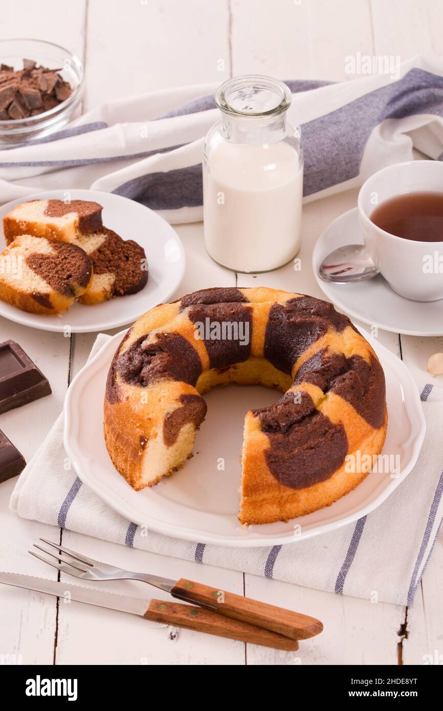 Marble ring cake Stock Photo Alamy