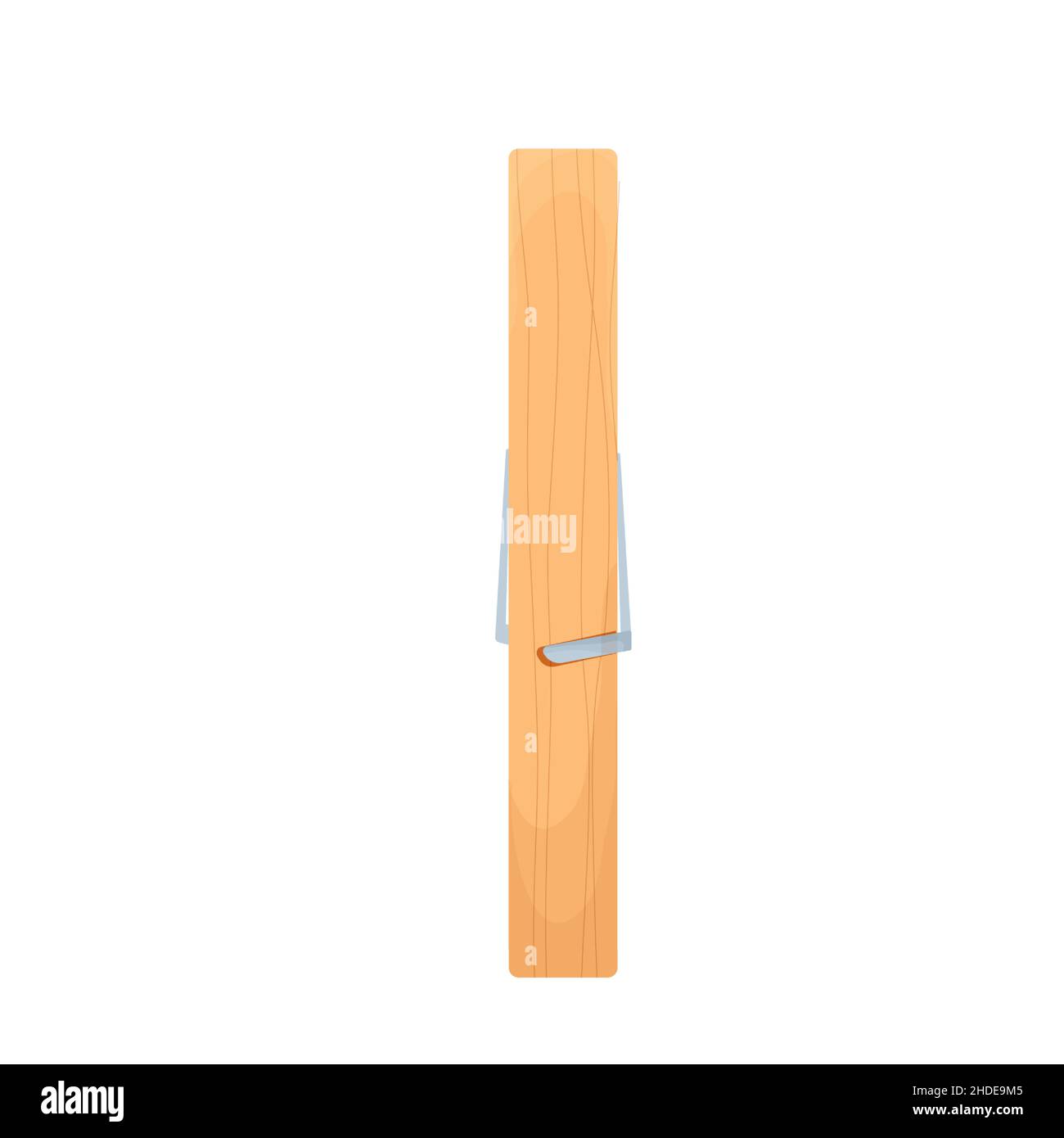 Old wood clothes pin icon, cartoon style, Stock vector