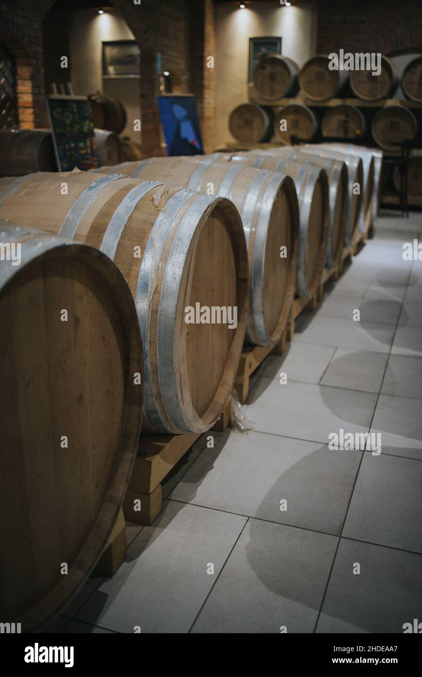 Barrels in a winery hi-res stock photography and images - Alamy