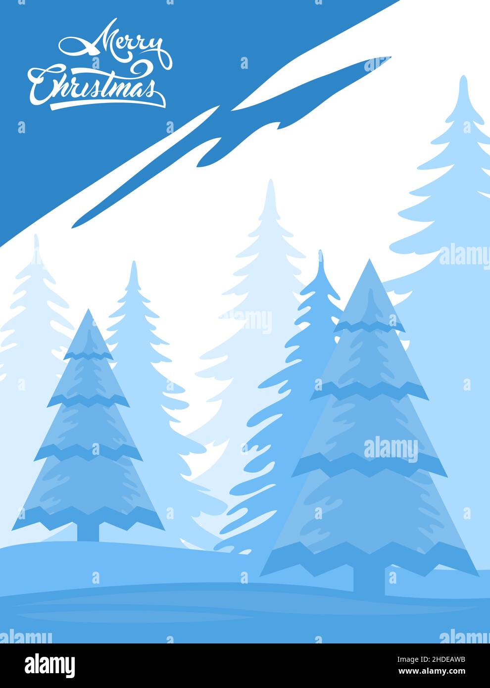 Winter landscape background with text Merry Christmas Stock Vector