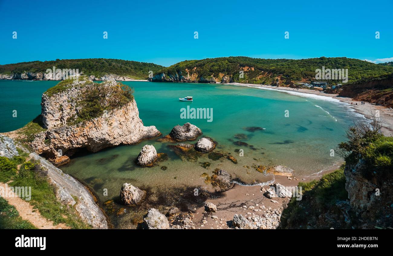 View of Kilimli Beach in Agva. Agva is a populated place and resort destination in the Sile district of Istanbul Province, Turkey. Stock Photo