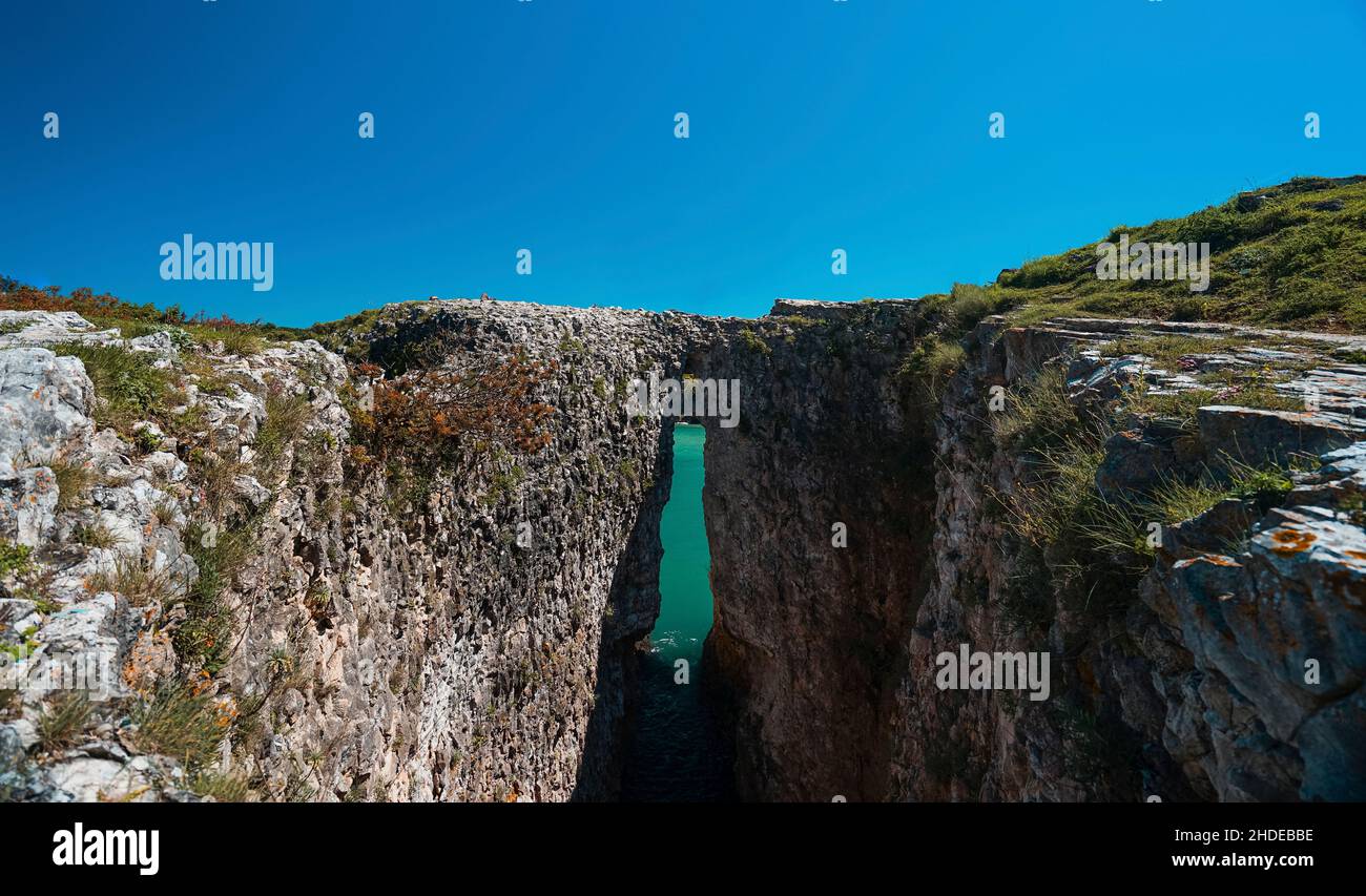 View of the cliff on Kilimli beach in Agva. Agva is a populated place and resort destination in the Sile district of Istanbul Province, Turkey. Stock Photo