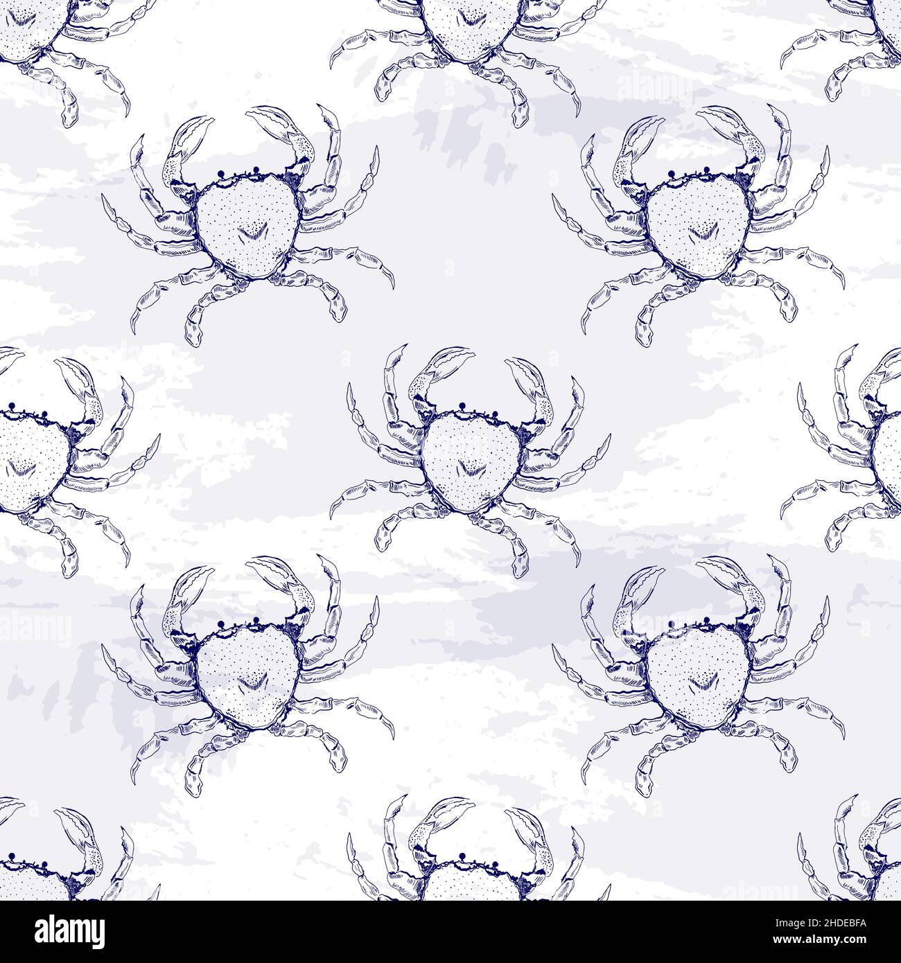 Seamless pattern crab sea creature. Drawing sketch style hand draw ...
