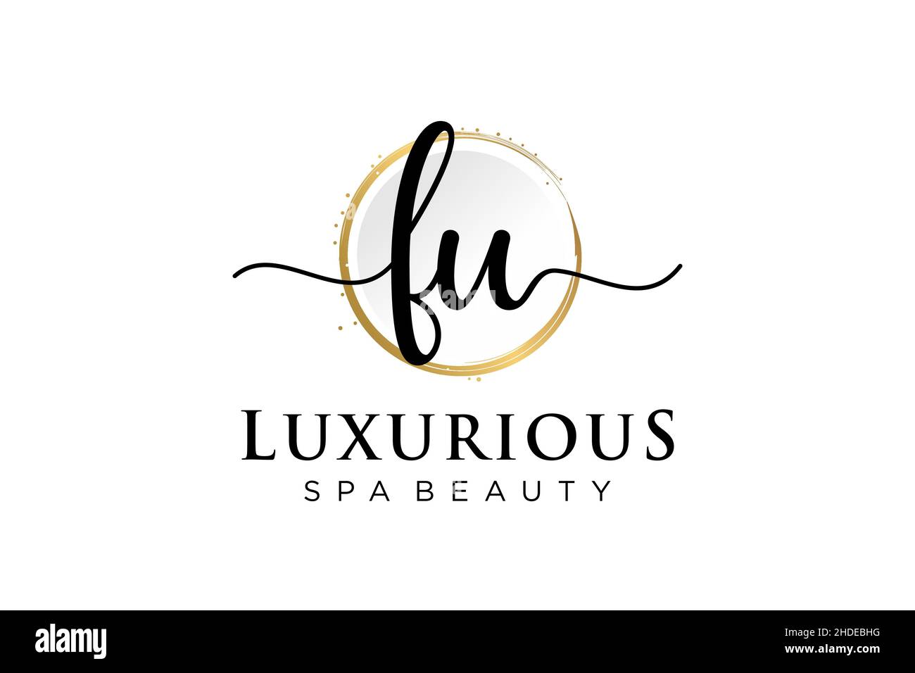 Initial FU feminine logo. Usable for Logo for fashion,photography, wedding, beauty, business. Flat Vector Logo Design Template . Stock Vector