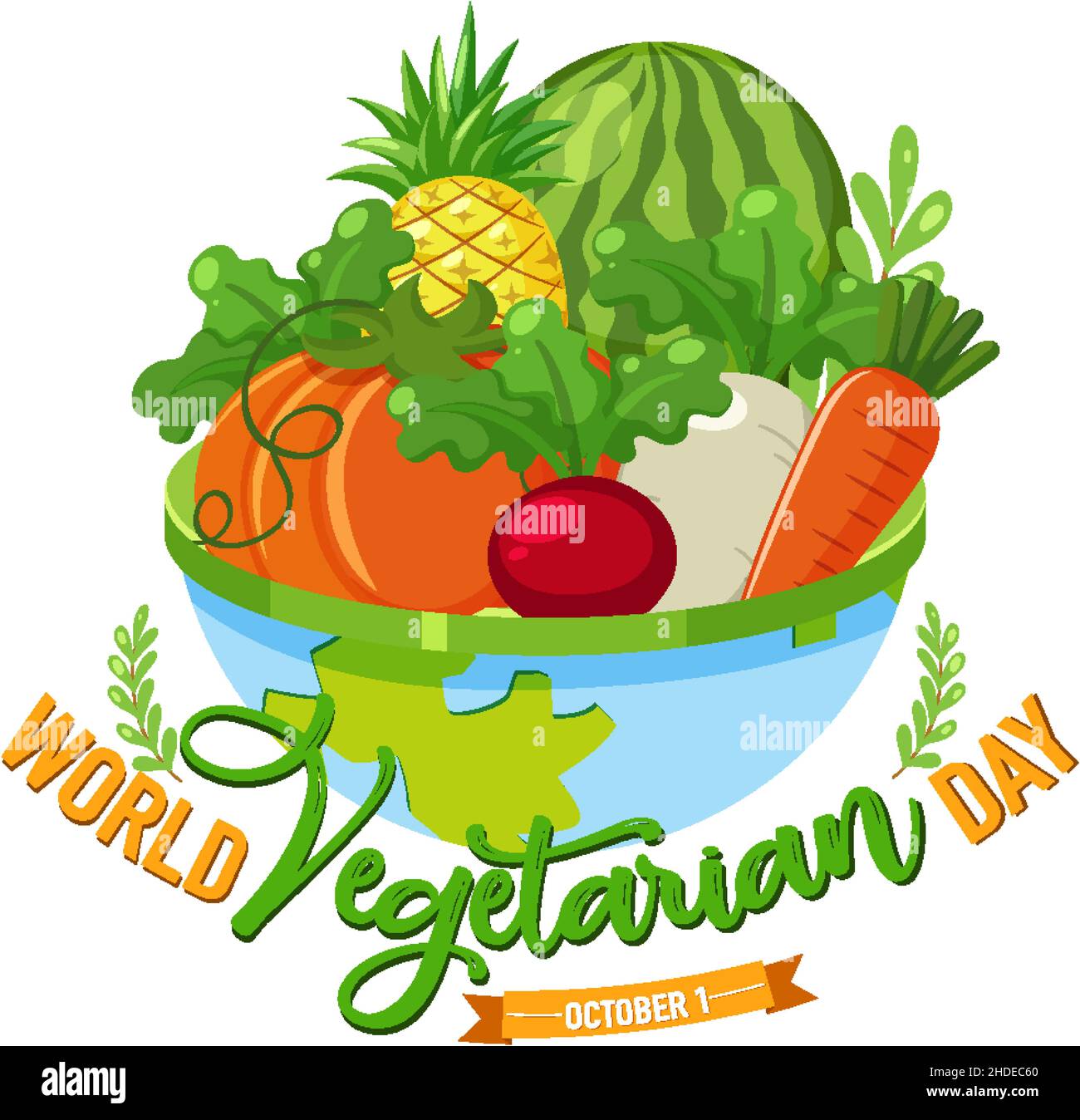 World Vegetarian Day logo with vegetable and fruit illustration Stock  Vector Image & Art - Alamy