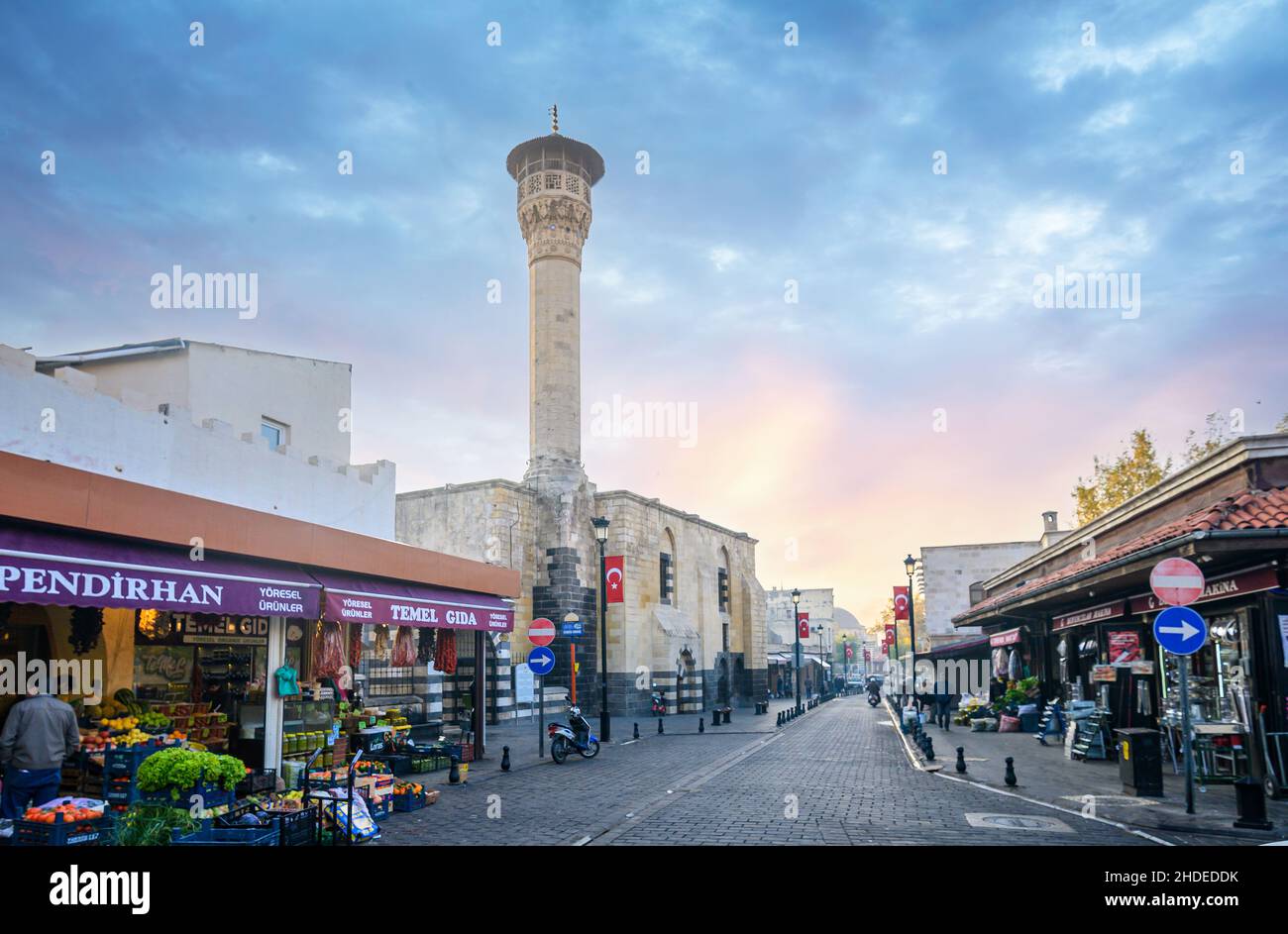 Gaziantep, Turkey. View of the Tahtani mosque and streets of Gaziantep Stock Photo