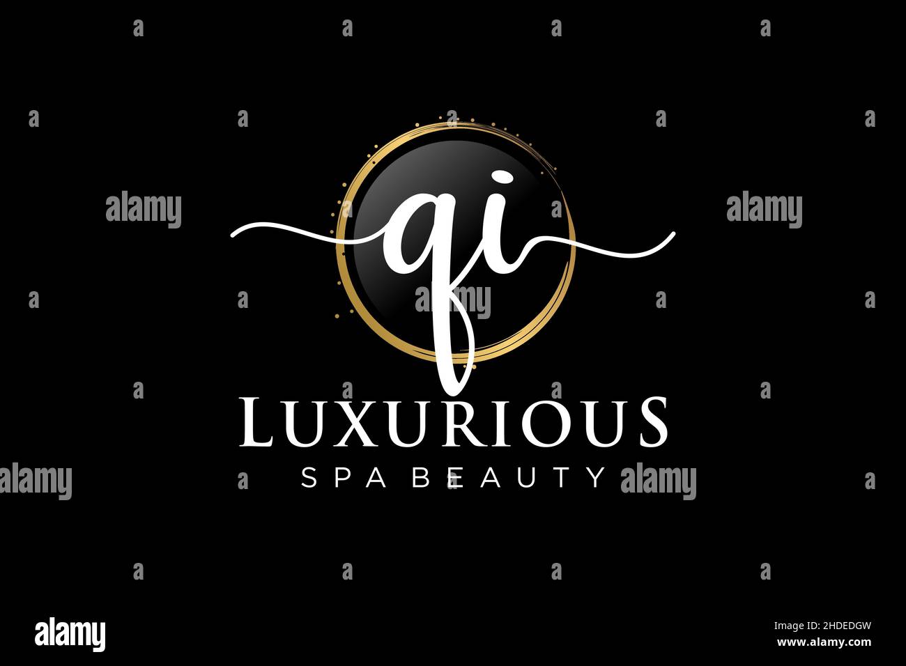 Initial QI feminine logo. Usable for Logo for fashion,photography, wedding, beauty, business. Flat Vector Logo Design Template . Stock Vector