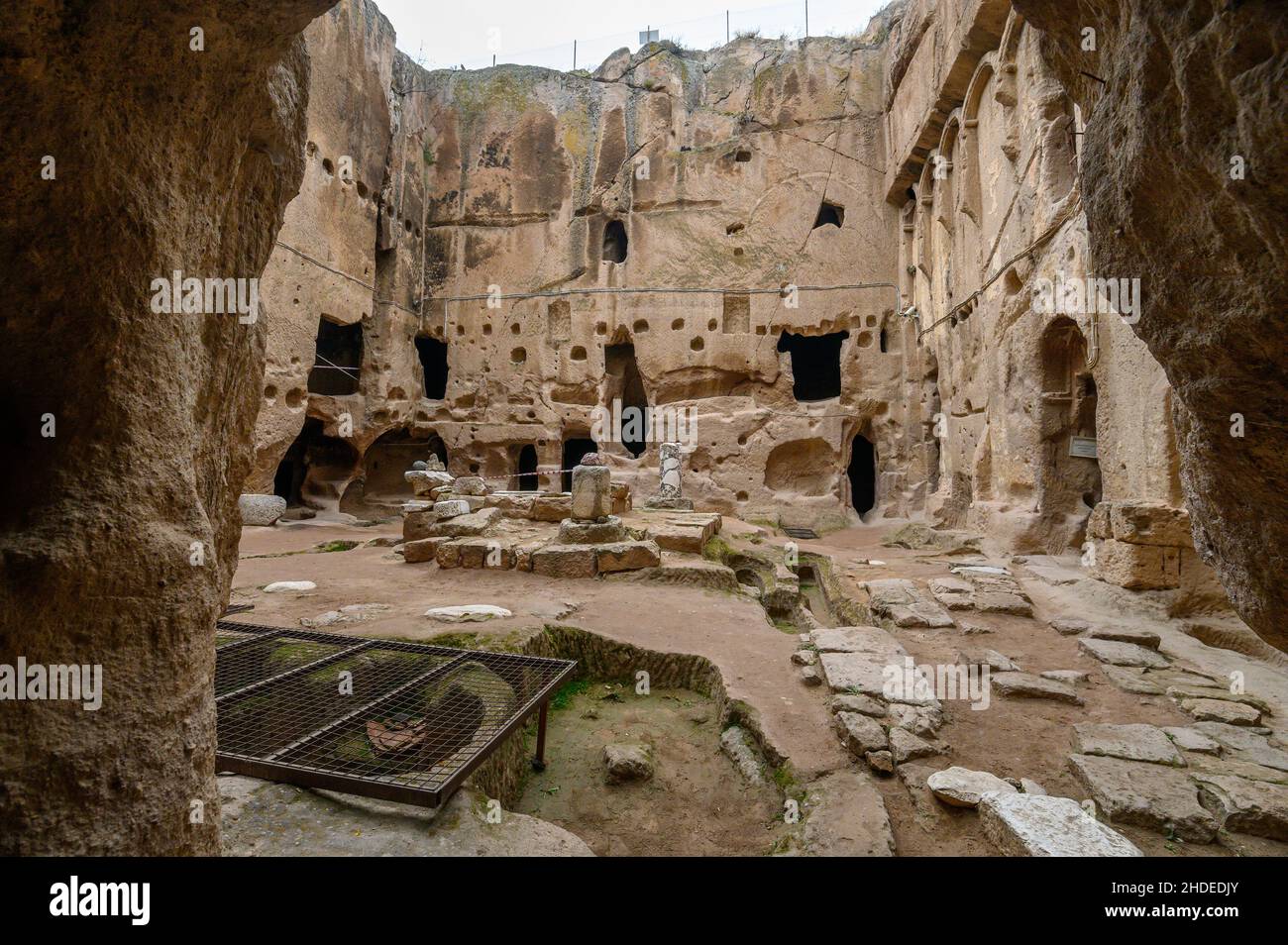 Gumusler Monastery and underground cave city in Nigde, Turkey. Unesco World Heritage site in Central Anatolia, Cappadocia region. Stock Photo