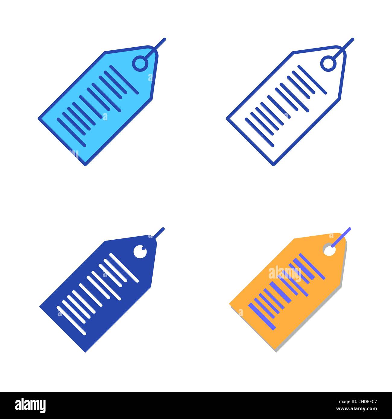 Barcode icon set in flat and line style. Price tag with code symbol ...