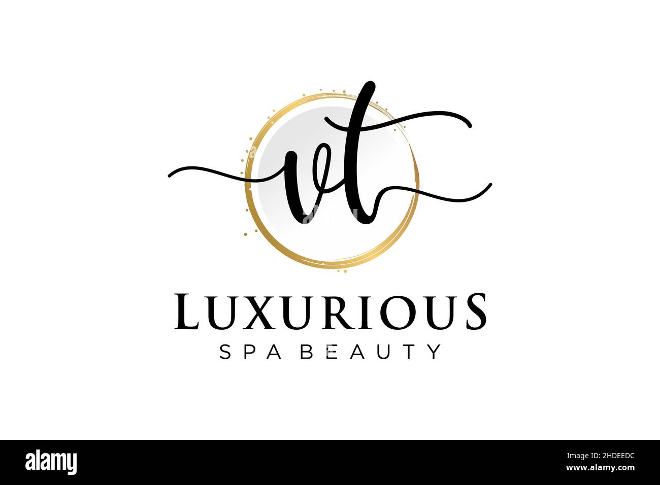 Initial VT feminine logo. Usable for Logo for fashion,photography, wedding, beauty, business. Flat Vector Logo Design Template . Stock Vector