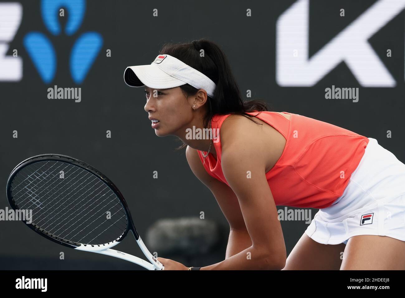 Adelaide, Australia, 6 January, 2022. Priscilla Hon of Australia during the  WTA singles match between Priscilla Hon of Australia and Victoria Azarenka  of Belarus on day four of the Adelaide International tennis