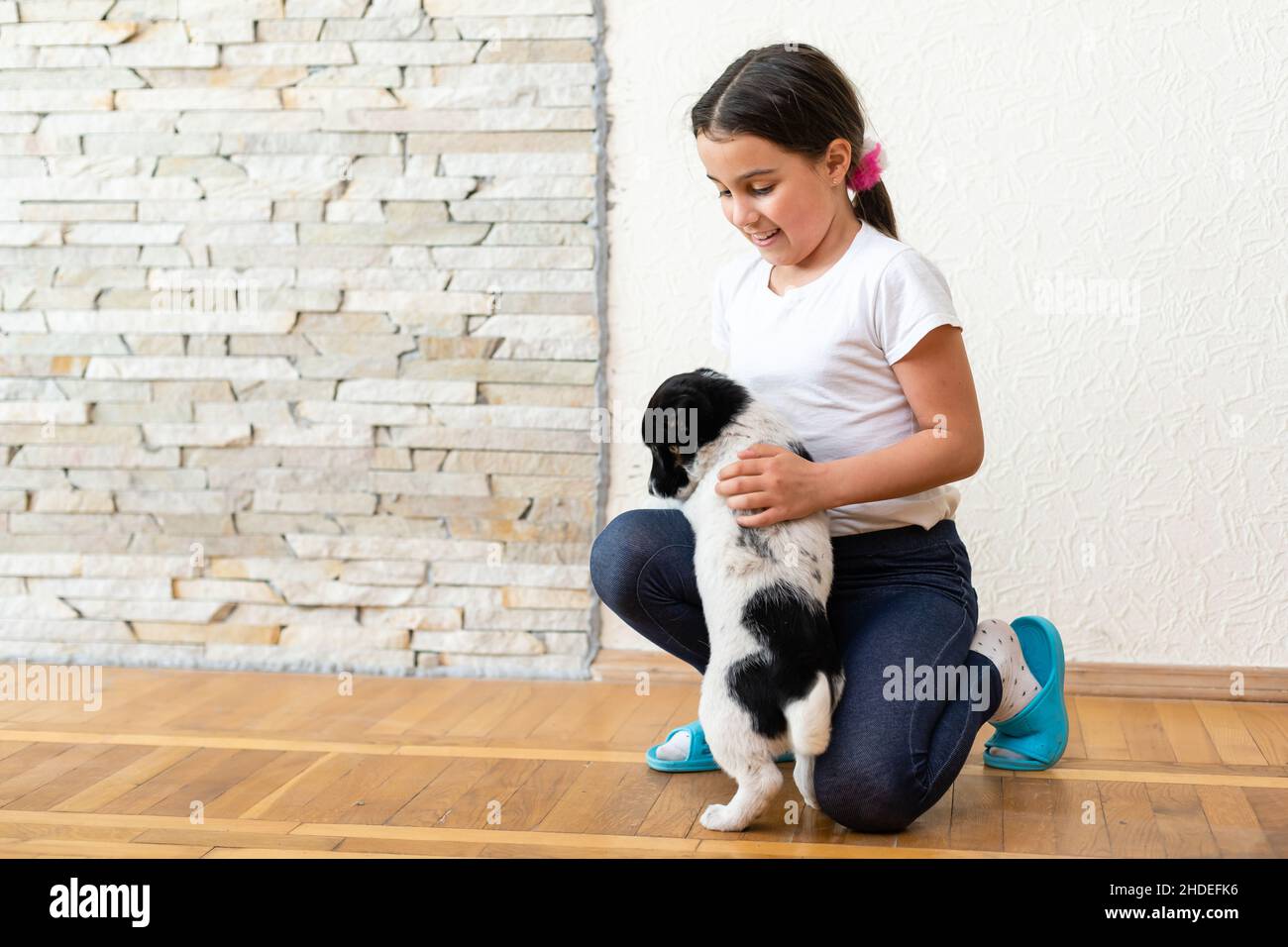 Portrait of little girl having good time in summer environment Stock ...