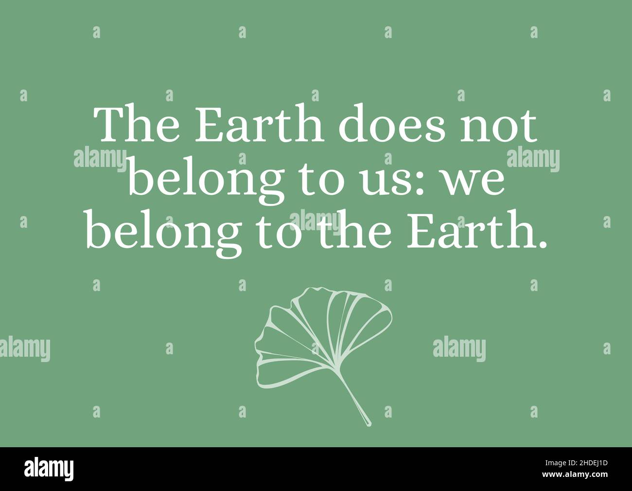 Environmental Quote – The Earth does not belong to us: we belong to the Earth. – Motivational Quote, Illustration Stock Photo