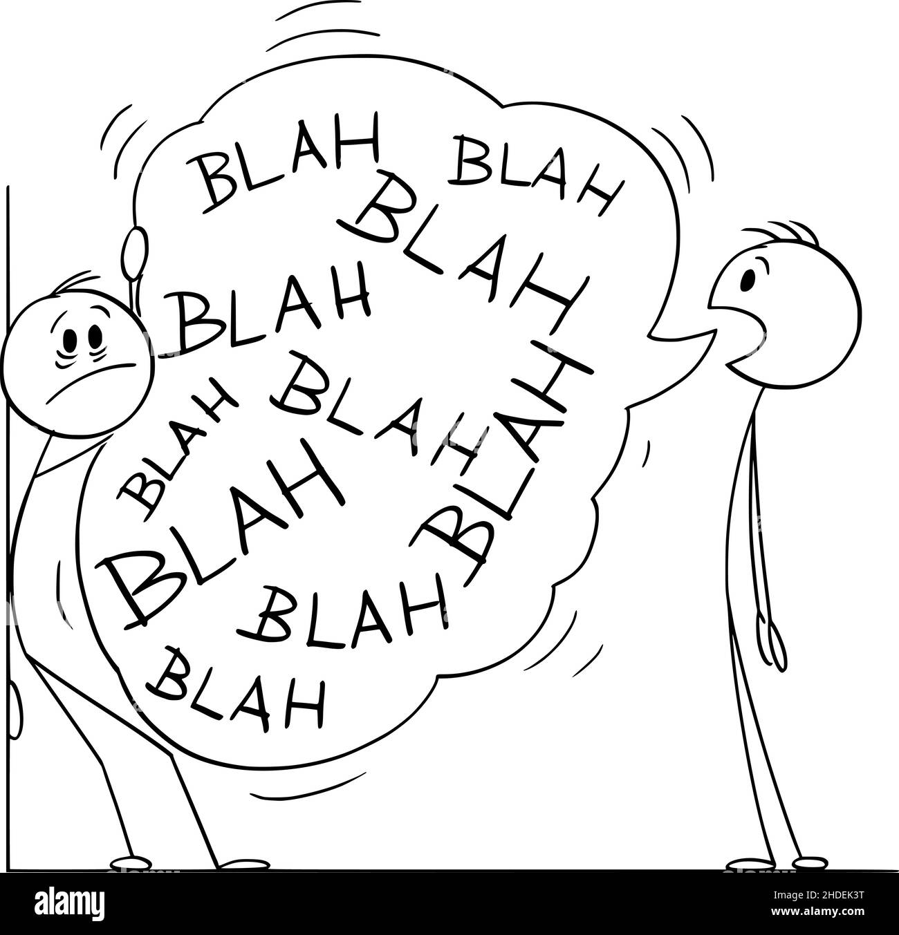 Talkative Person Talking Too Much, Vector Cartoon Stick Figure Illustration Stock Vector