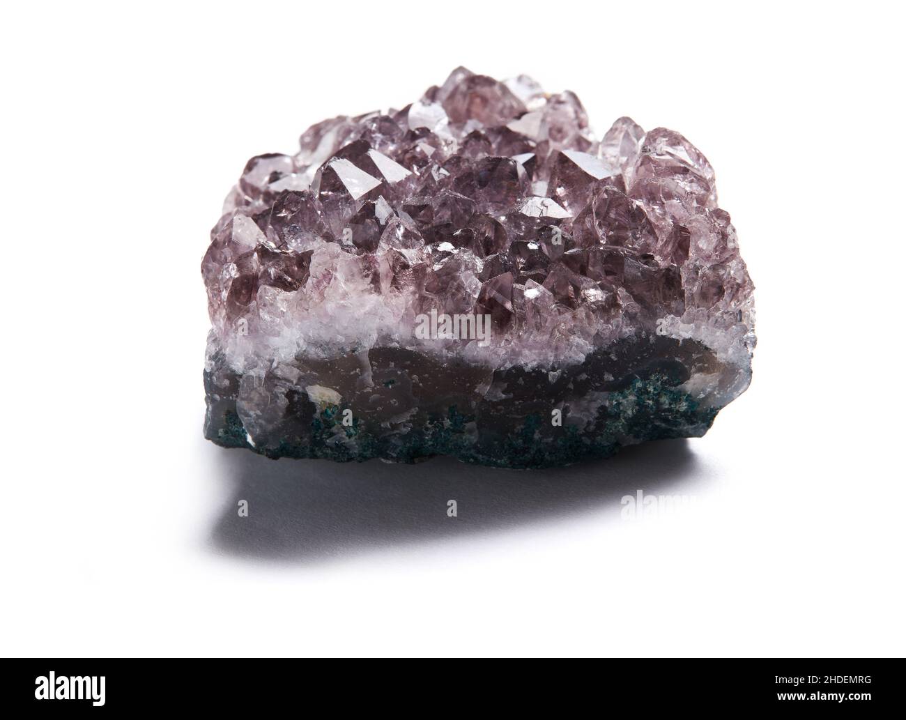 Natural Amethyst Cluster isolated on white background. Esoteric magical concept. Stock Photo