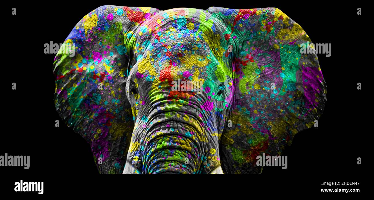 Elephant art full colors , animal wildlife Stock Photo