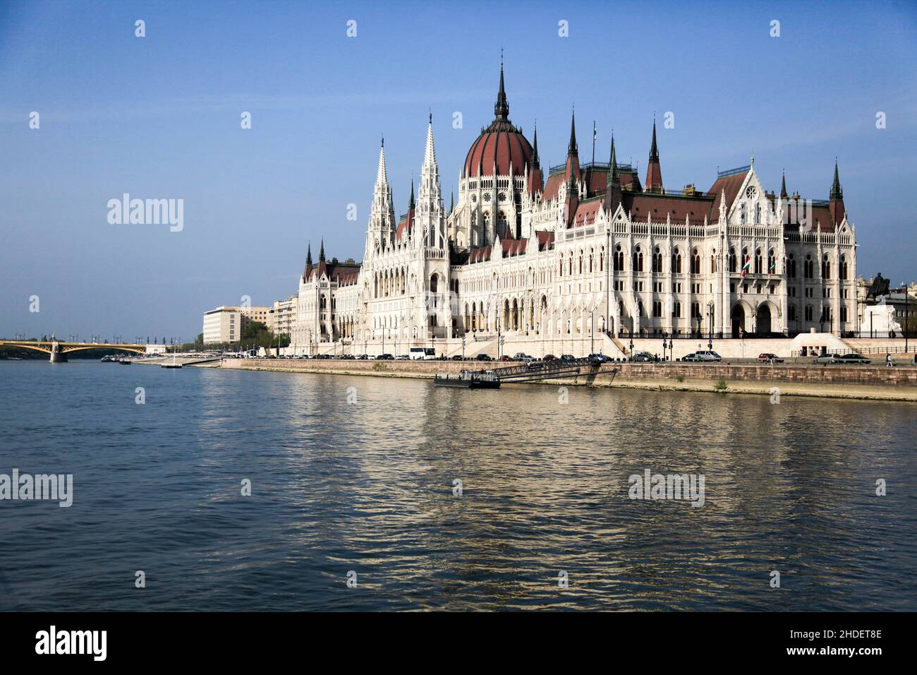 Eastern Europe, Hungary, Budapest, Parliament Building as seen from the Danube river Stock Photo