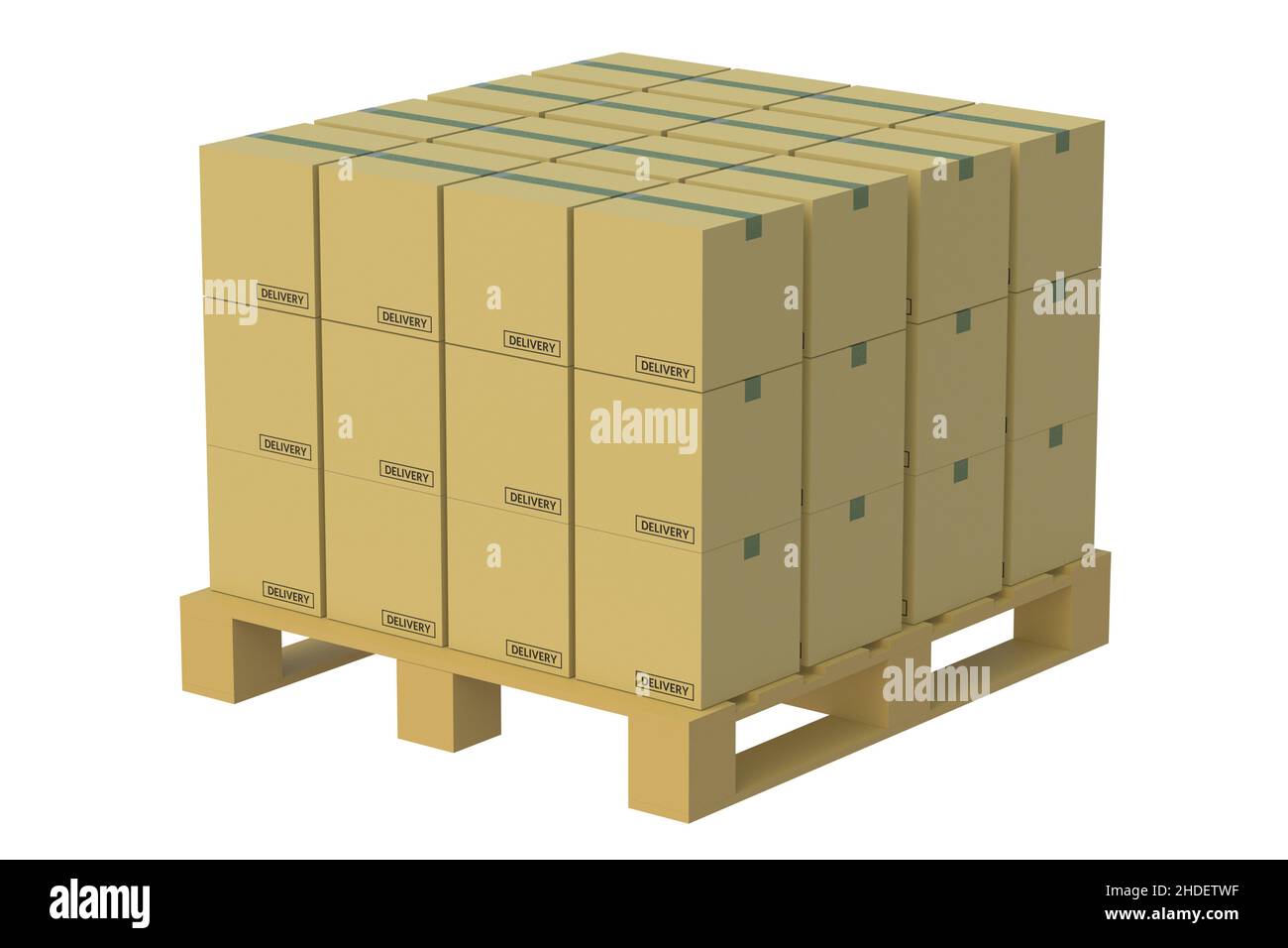 Cardboard boxes for shipping on pallet isolated on white background. 3d