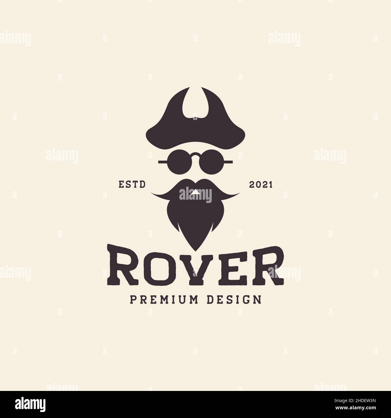 vintage head rover with beard logo design vector graphic symbol icon illustration creative idea Stock Vector