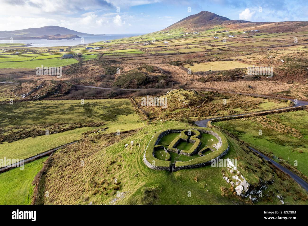 7th Century Leacanabuaile Ring Fort, Cahersiveen, County Kerry, Ireland Stock Photo