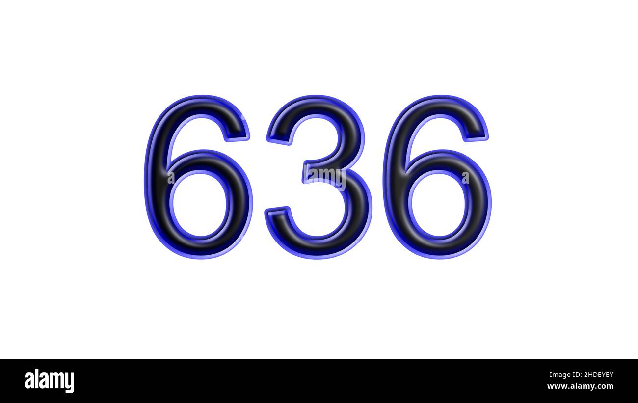 blue 636 number 3d effect white background Stock Photo