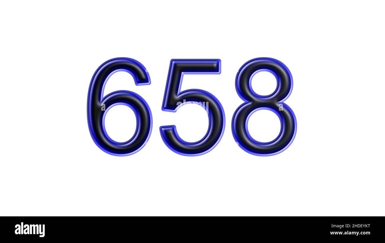 blue 658 number 3d effect white background Stock Photo