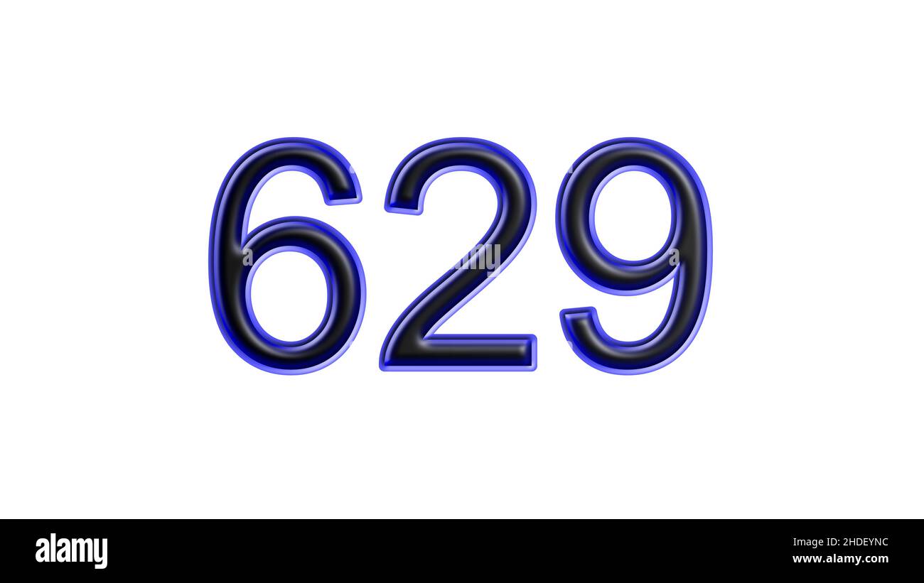 blue 629 number 3d effect white background Stock Photo Alamy