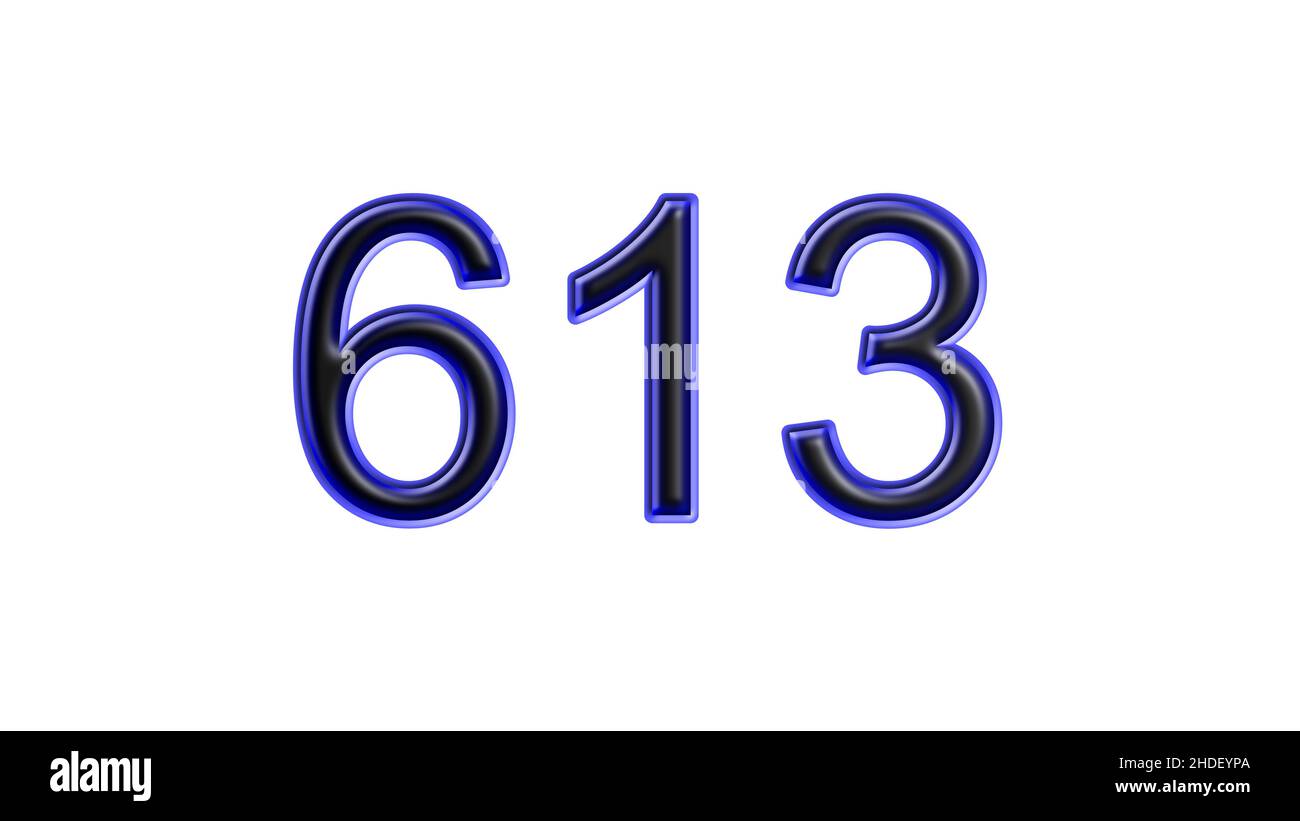 blue 613 number 3d effect white background Stock Photo