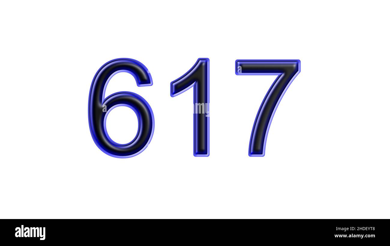 blue 617 number 3d effect white background Stock Photo - Alamy