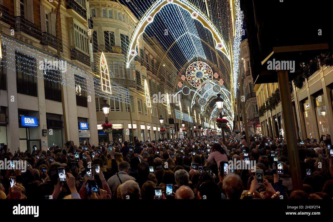 Malaga Christmas Lights at Calle Marqués de Larios. Andalusia. Spain Stock Photo