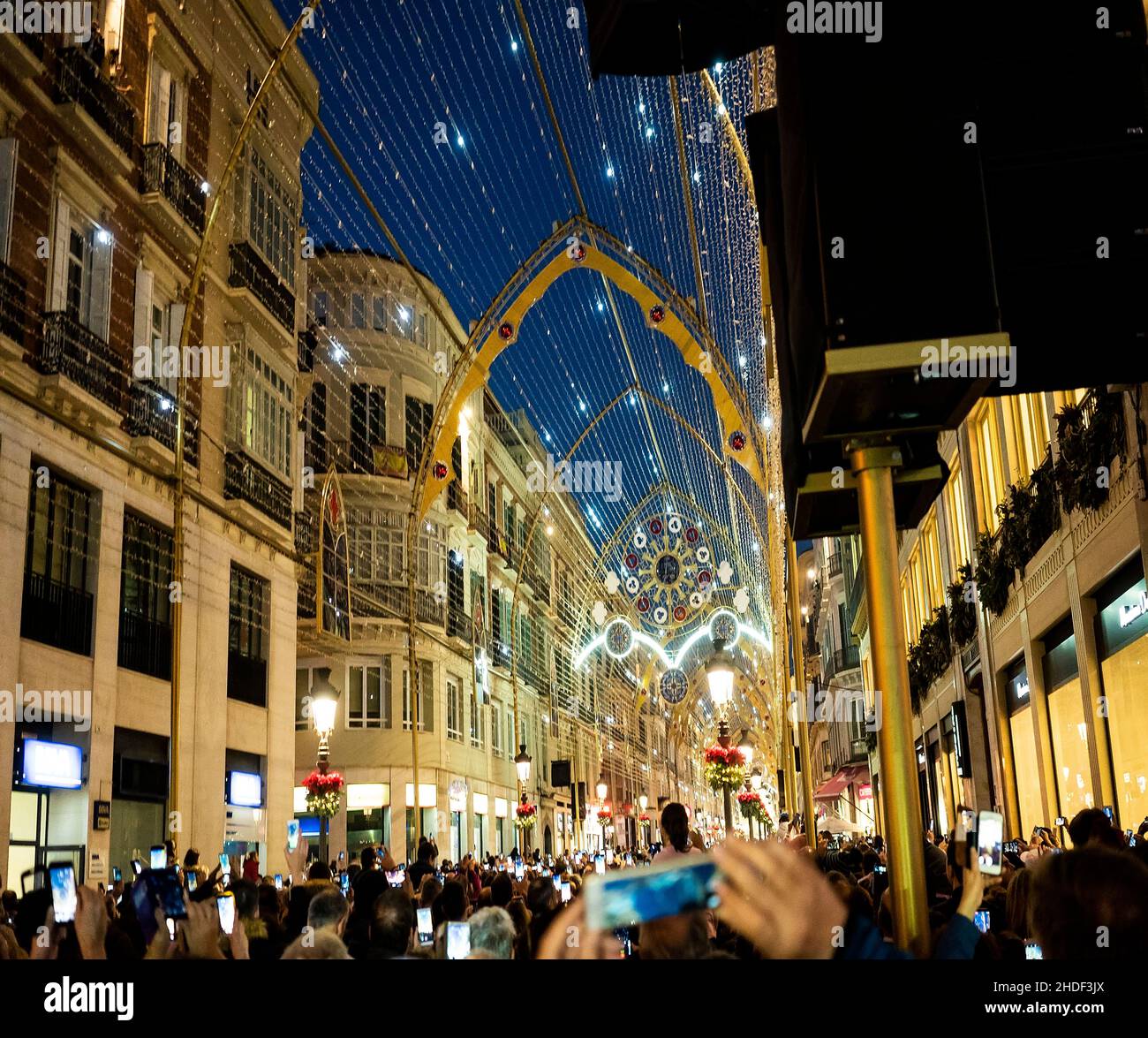 Malaga Christmas Lights at Calle Marqués de Larios. Andalusia. Spain. Stock Photo