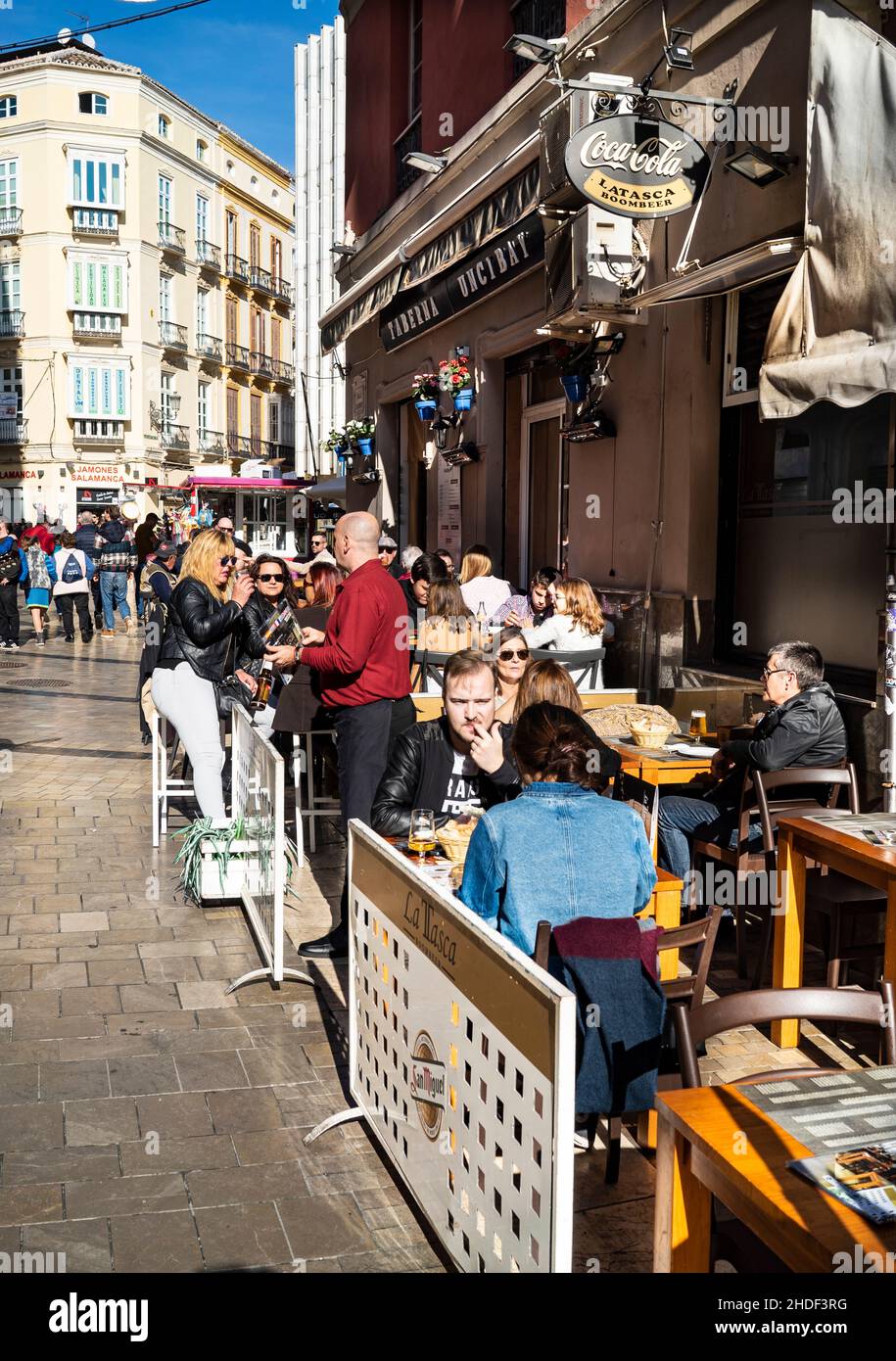 Street scene, Malaga city, Andalusia, Spain Stock Photo