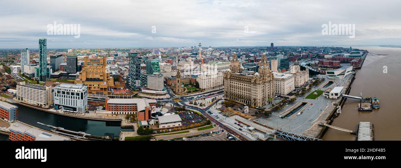 Panorama view of modern buildings and skyscrapers near the river Stock ...