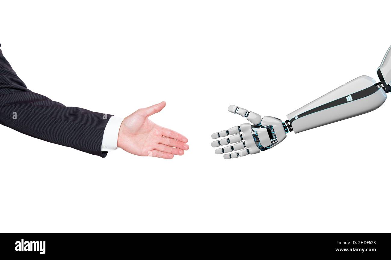 cooperation, robot, handshake, humans, collaboration, contribute