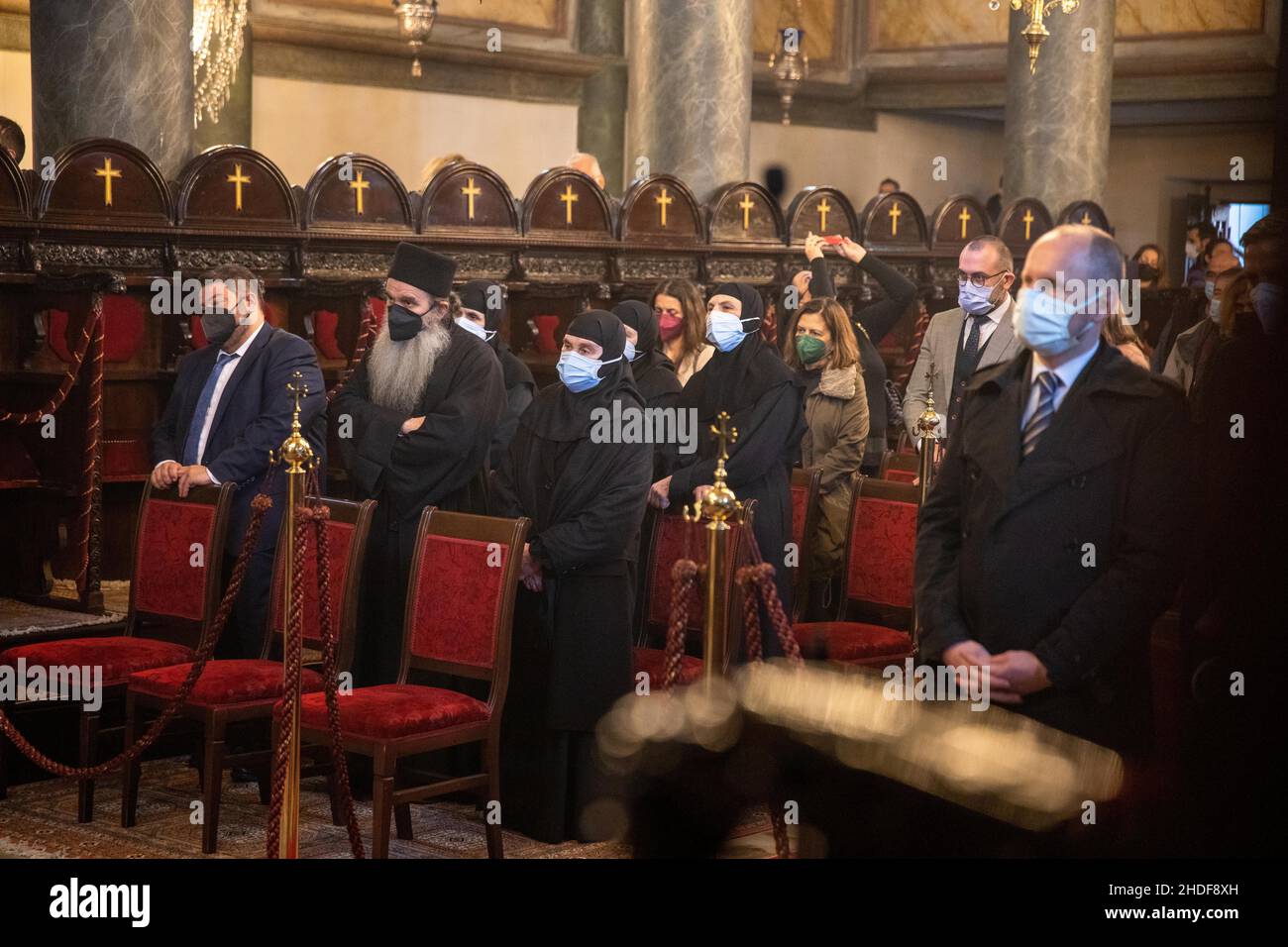 ISTANBUL, TURKEY January 06, 2022 Greek Orthodox people wearing