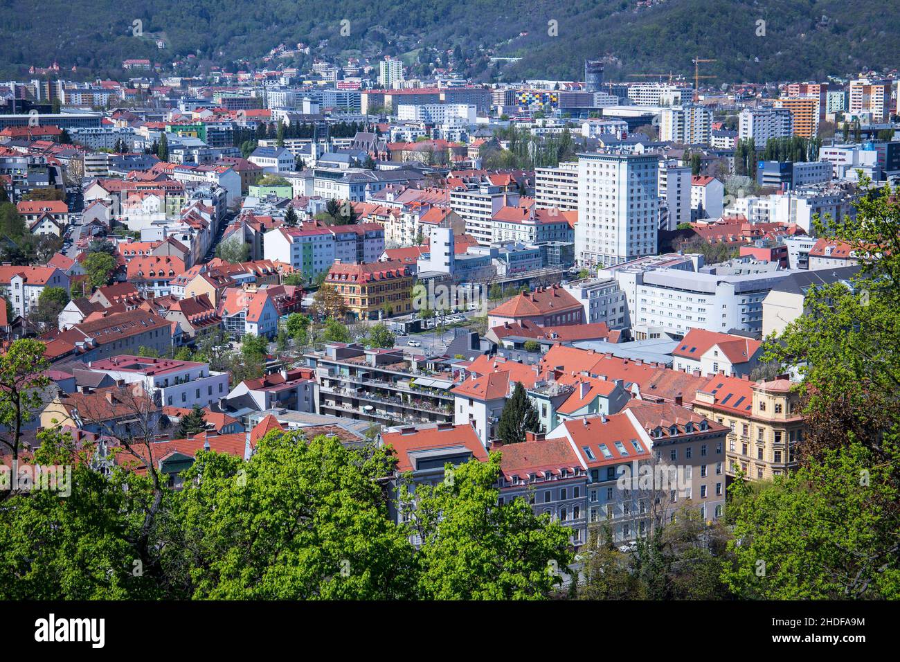Aerial view over the city of Graz Stock Photo