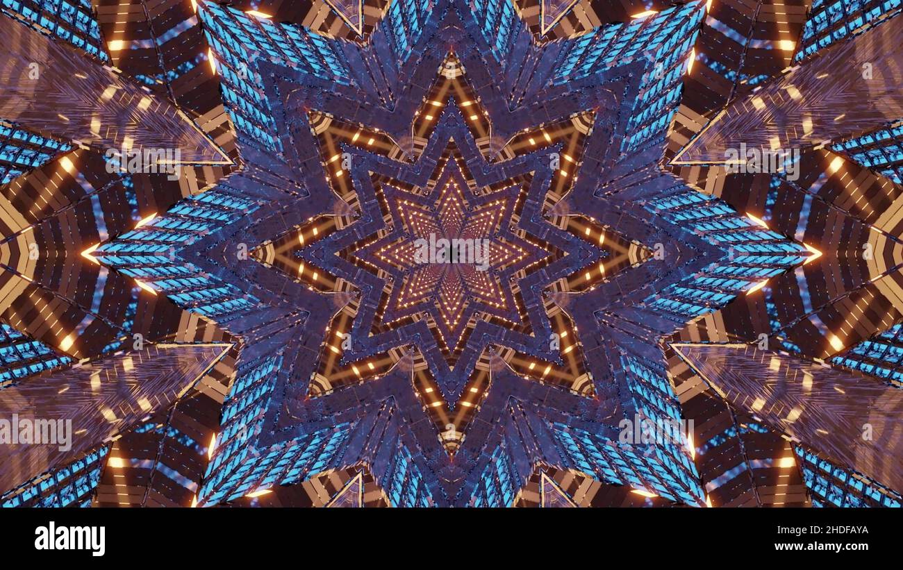A 3D illustration of a flake shaped enlightened mandala pattern ...