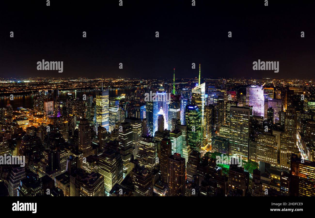 illuminated, new york, manhattan, skyscrapers, illuminateds, new yorks, manhattans, skyscraper Stock Photo