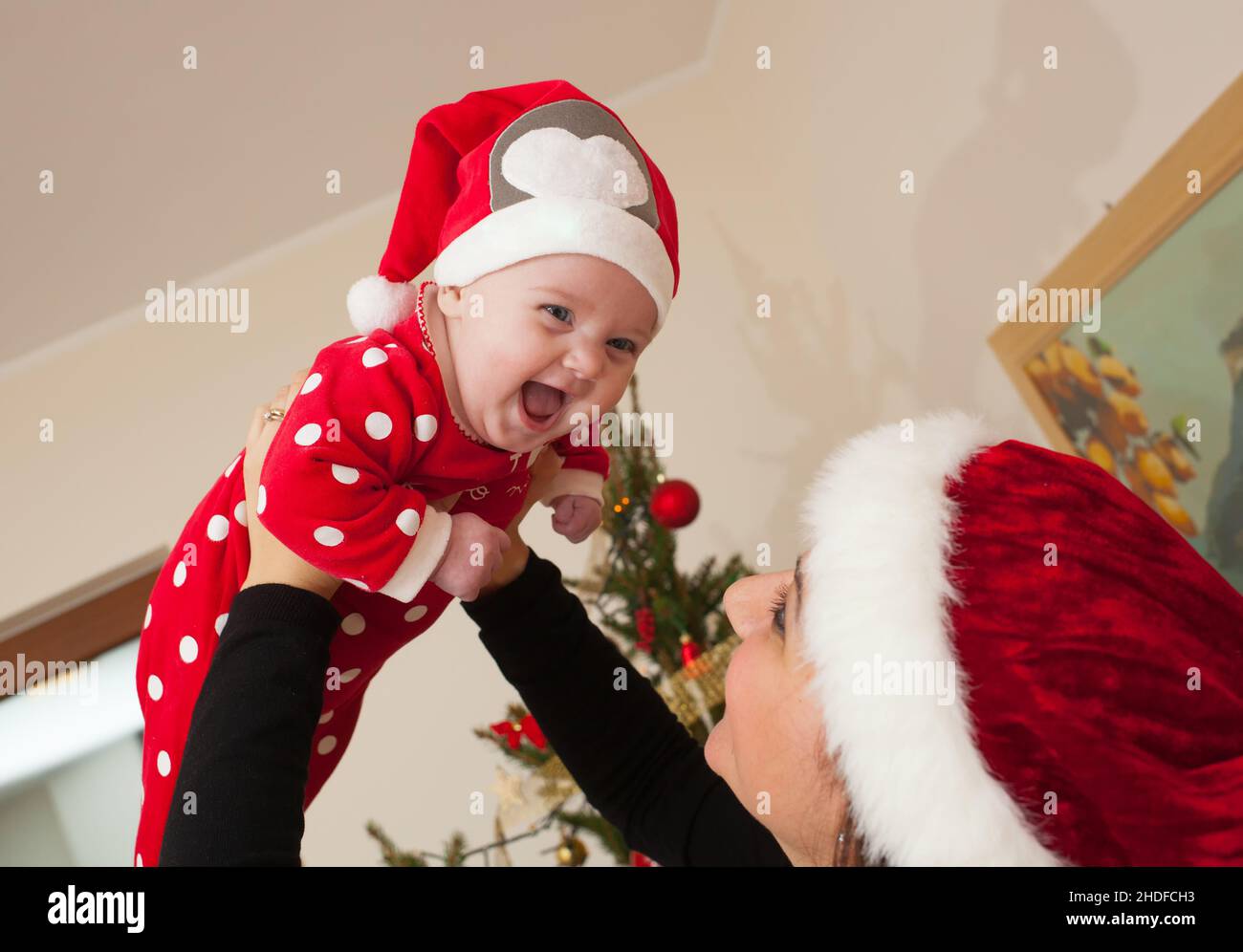 CHRISTMAS BABIES KIDS GIRLS MOTHER AND DAUGHTER XMAS BLACK SANTA SLEIGH DRESS