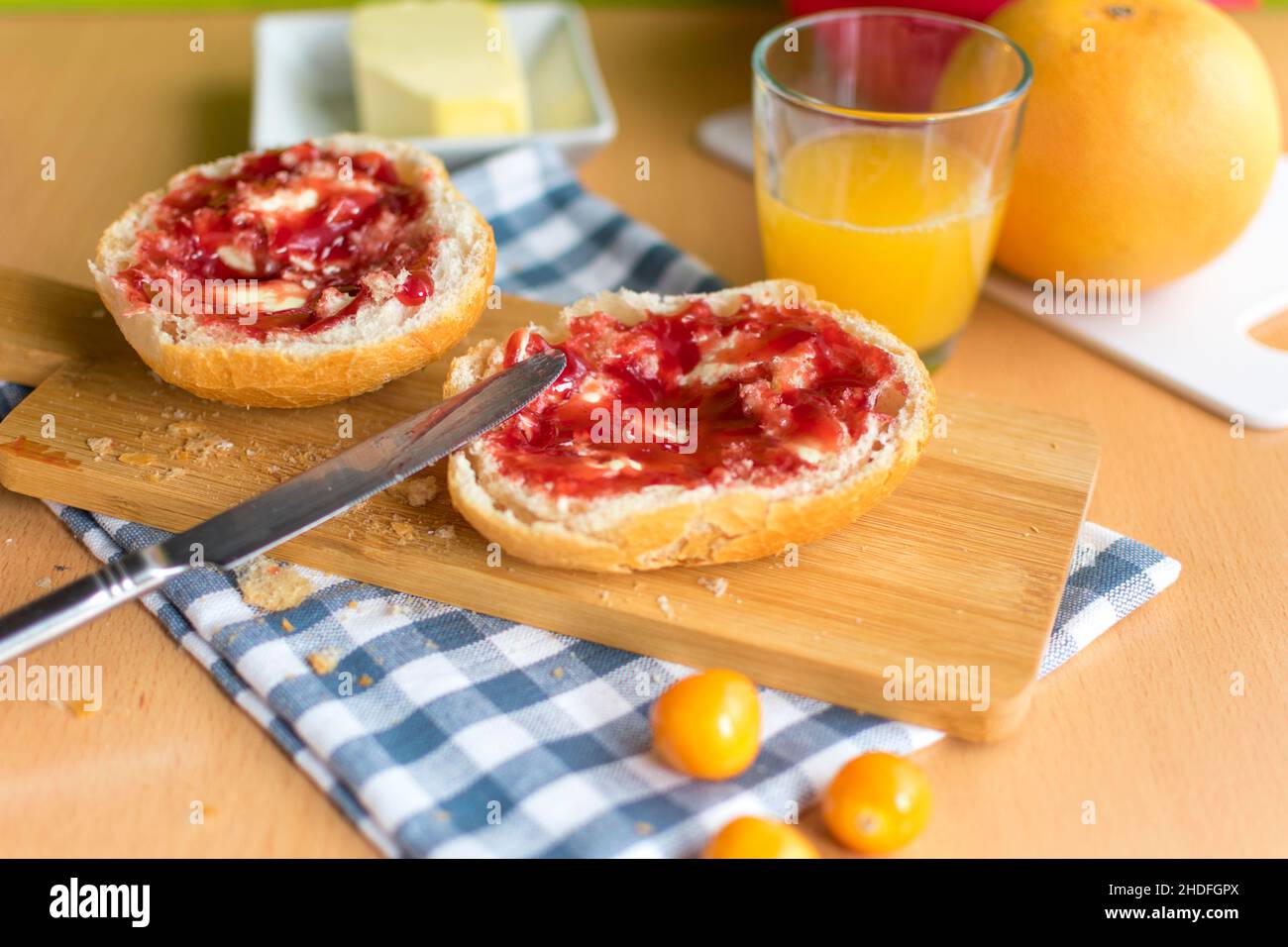 breakfast, jam sandwich, breakfasts, jam sandwichs Stock Photo - Alamy