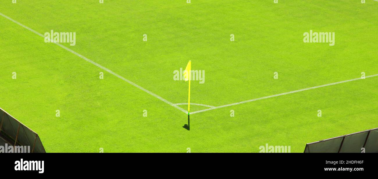 soccer field, corner, flags, football fields, corners, flag Stock Photo