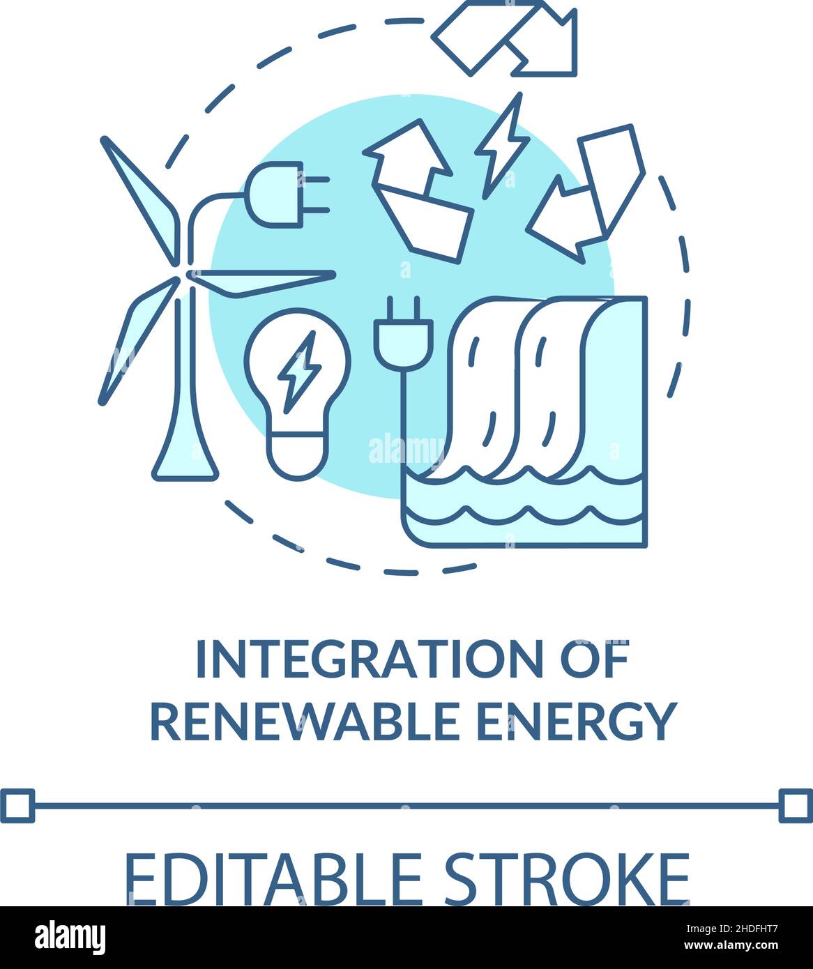 Integration of renewable energy turquoise concept icon Stock Vector