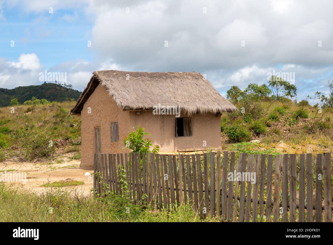 thatched roof, loam house, thatched roofs, loam houses Stock Photo