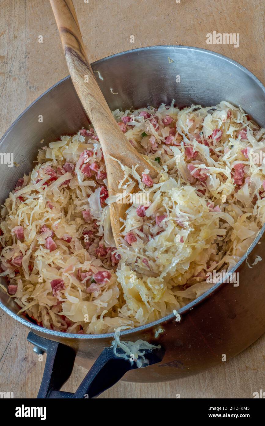 sauerkraut, ham cubes, sauerkrauts, food cube, ham cube Stock Photo Alamy