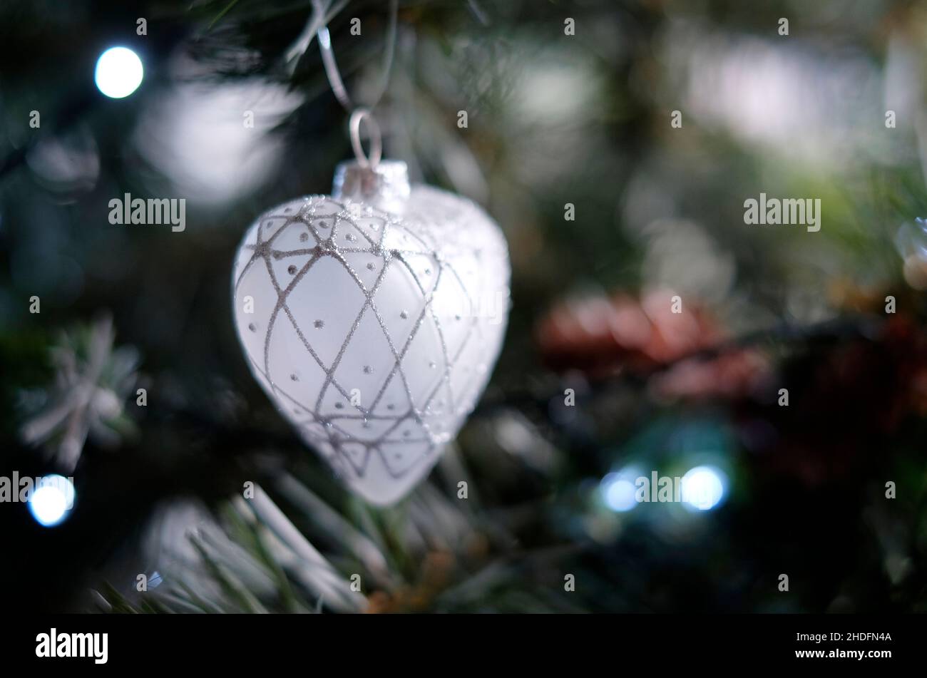 glass heart shaped christmas tree bauble Stock Photo